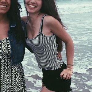 Black and white striped tank top